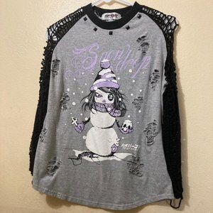 Hypercore By Japanese Artist Hisacy 'Snow Drop' Distressed Graphic Shirt Size S